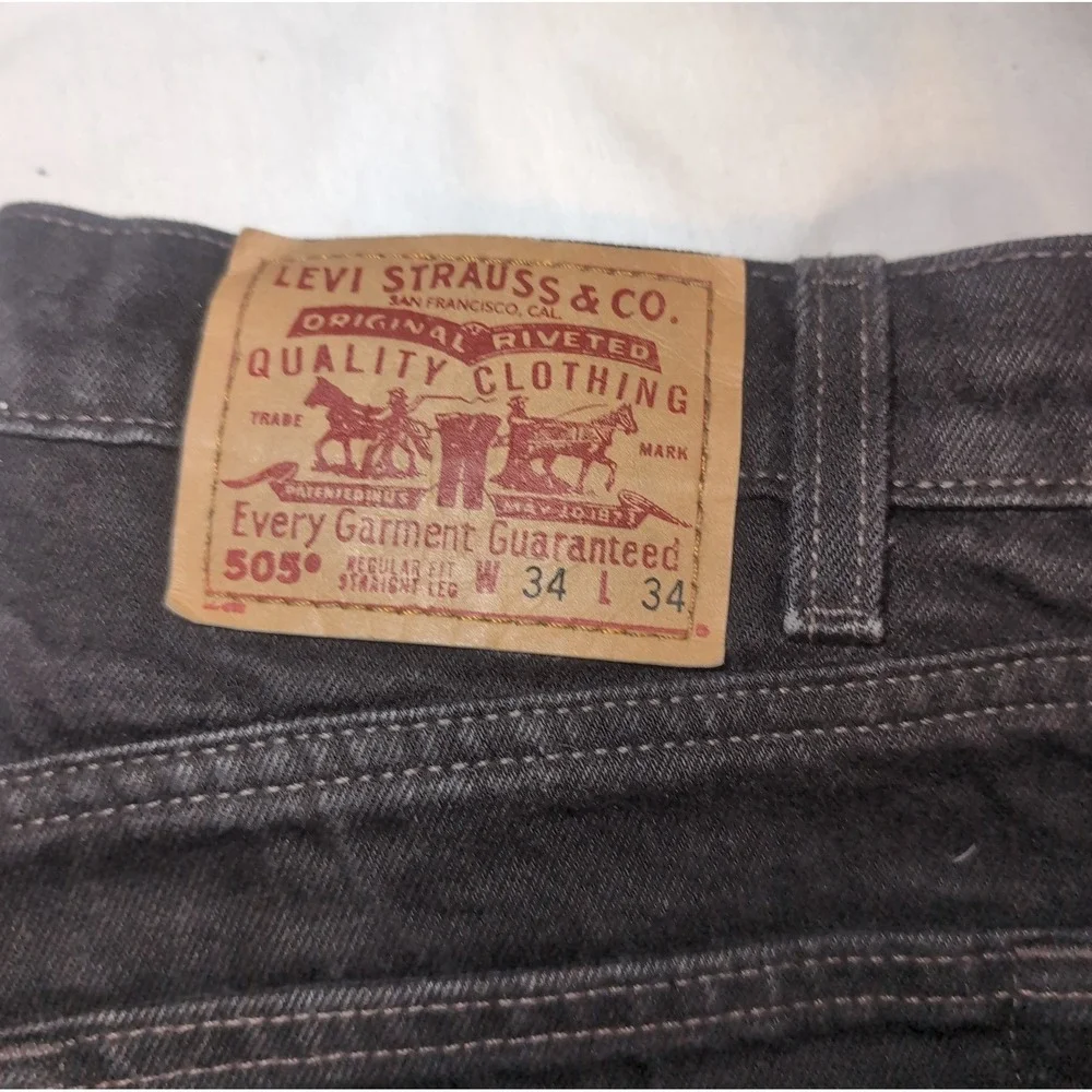 Vintage Batwing Levis 505 Black Jeans Mens 34x34 Regular Straight Leg 1998